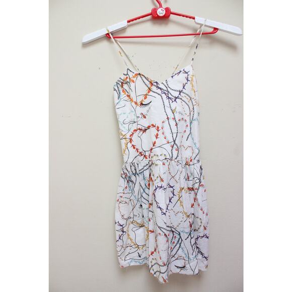 La Prestic Ouiston White Heart Airplane Bird Halter Mini Dress Size 1/Small - Picture 1 of 6
